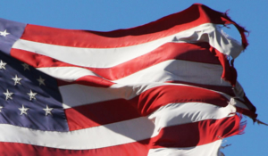 US flag shredded