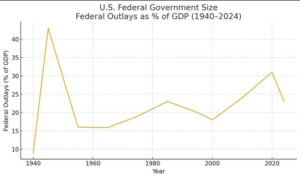 the size of US govt 1965-2025